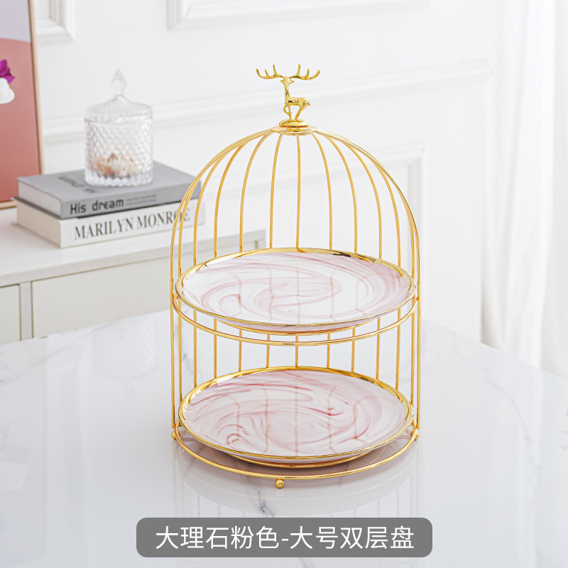 Estilo nórdico cerámica multi-capa plato de fruta sala de estar tarde té postre mesa de postre bandeja de la torta de lujo ligero soporte de exhibición