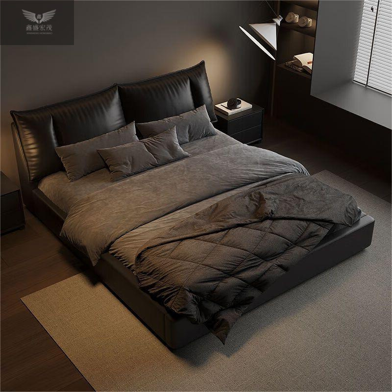 Cama de cuero Cama doble moderna simple Cama doble de bolsa blanda de alta gama italiana de 1,8 m Cama individual de 1,5 m Cama de almacenamiento para bodas