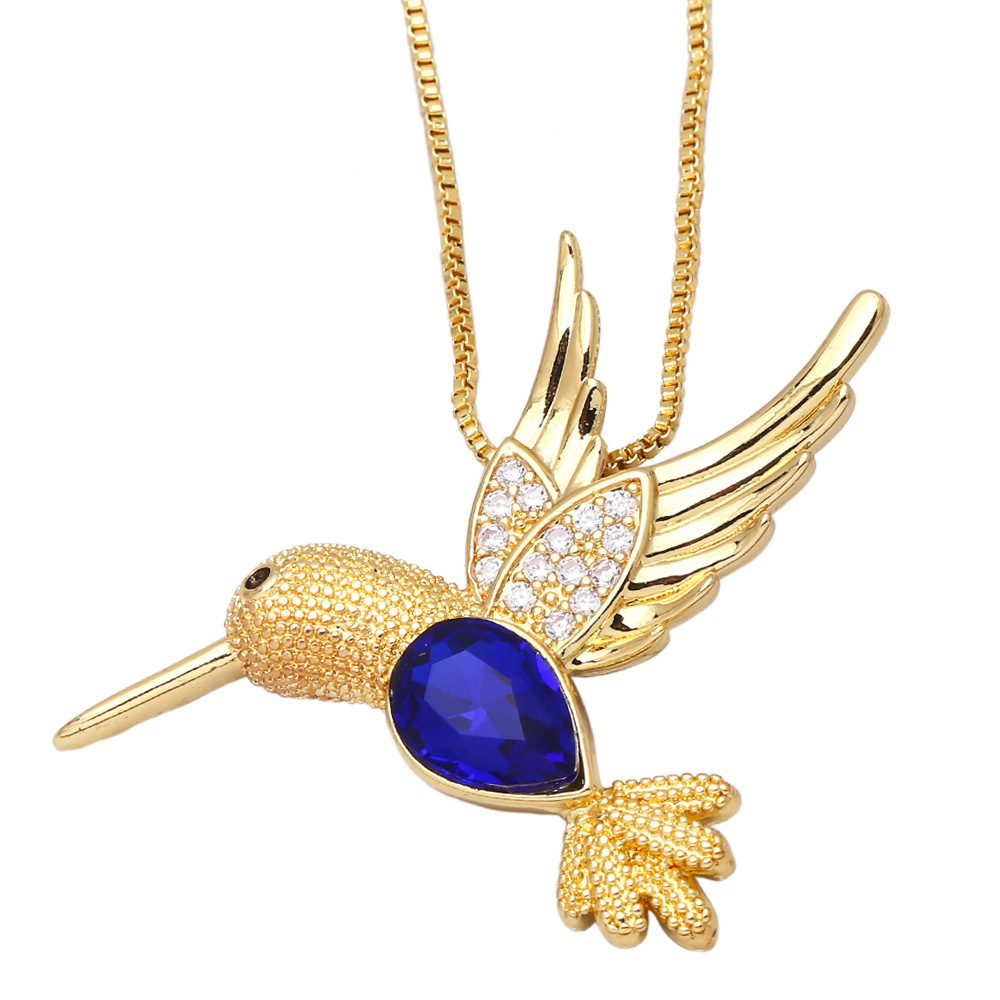zircon simple creative niche luxury animal pendant bird copper necklace