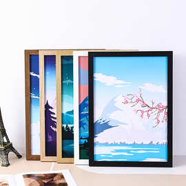 木质6寸相框挂墙摆台批发a3A4画框装裱4K8K16寸创意油画照片墙