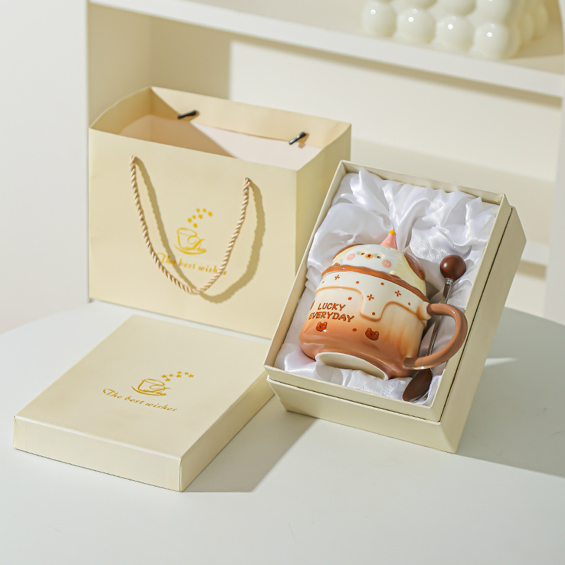 Tazas caseras de cerámica con tazas de café cubiertas, tazas de café para chicas, regalos de cumpleaños de alto valor, regalos de mano lindos