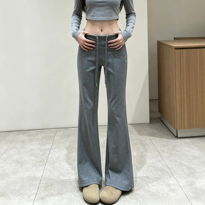 Gray Flared Sports Pants for Women 2026 Spring and Autumn High-Waisted Drapey Petite Casual Straight Wide-Leg Yoga Pants Gray Flared Sports Pants for Women 2026 Spring and Autumn High-Waisted Drapey Petite Casual Straight Wide-Leg Yoga Pants