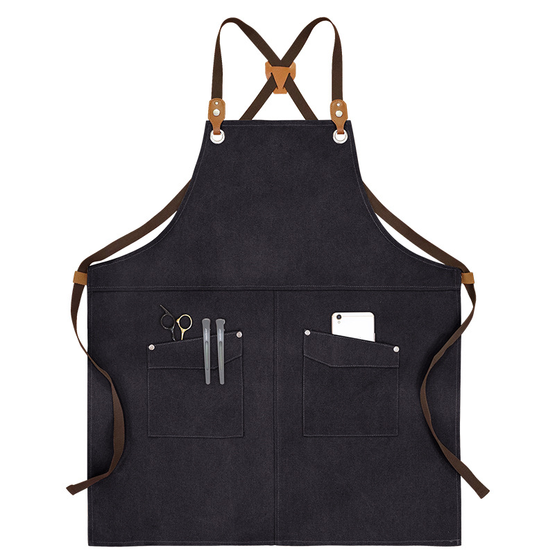 Transfronterizo Amazon engrosamiento lona delantal logotipo personalizado barista barbero ropa de trabajo hogar delantal de cocina