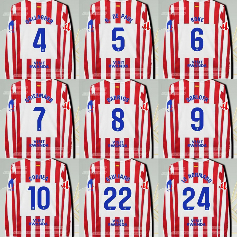 2025-2026 season PSG home and away jerseys for Dembele, Alvarez, and Palmerenzo; long-sleeved football jerseys.