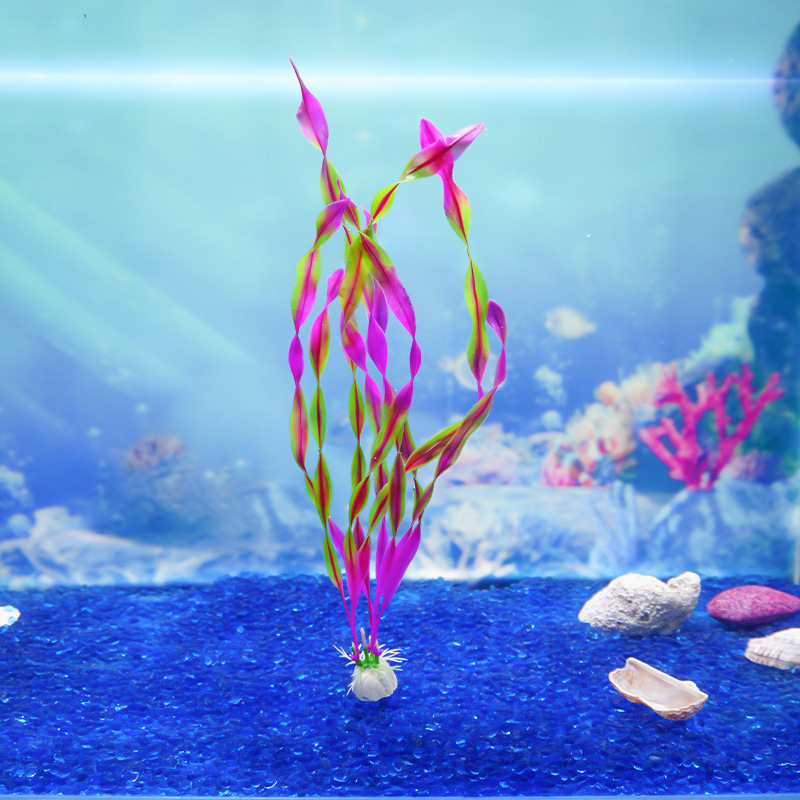 Suministro directo transfronterizo nueva pecera decoración paisajismo plástico simulación algas falsas algas medianas 20-30cm con base