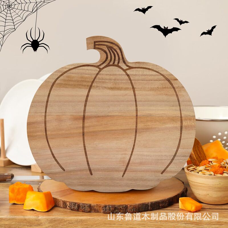 Cross-Border Wooden Halloween Dinner Plate Pumpkin Maple Leaf Shape Autumn Thanksgiving Turkey Deli Tray Dessert Plate