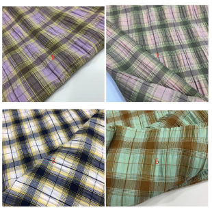110g Quality TR Yarn-dyed Plaid Cloth Purple Yellow Green Spring and Summer Wrinkled Plaid Cloth Fashion Plaid Cloth