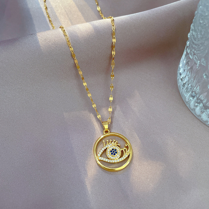 Collar de lujo en oro real para mujer cadena de clavícula_voghion.com