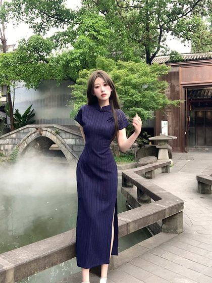 Real Shot Real Price New Improved Cheongsam dress Girl Daily Sexy Slim Student Chinese Style Long Style