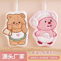 バターベアコーラルベルベットのタオルトイレは、かわいい吸水性の厚い柔らかいアニメタオルをかけることができます