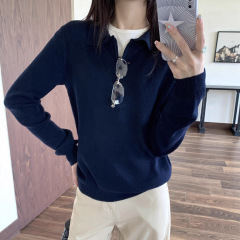 复古针织POLO衫女早秋百搭设计感小众宽松休闲外穿长袖