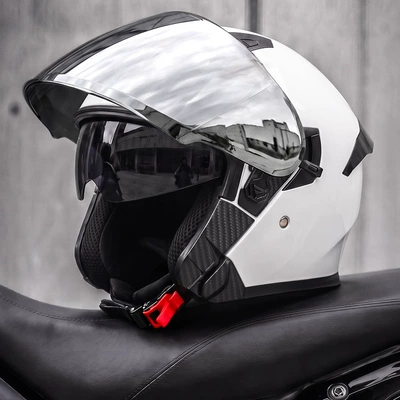 and women, suitable for all seasons, Motosiklet kaskı (dəbilqə) - snowflake-white-silver-plated-mirror-free-hd-mirror-l58-59-head-circumference