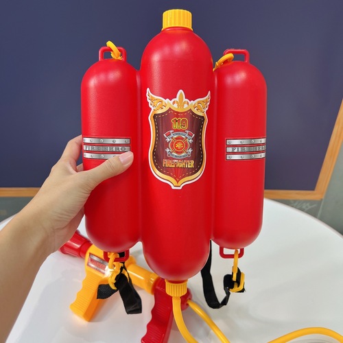 Children's Sam toy firefighter backpack water gun pull-out spray water play simulation fire extinguisher beach toy for men
