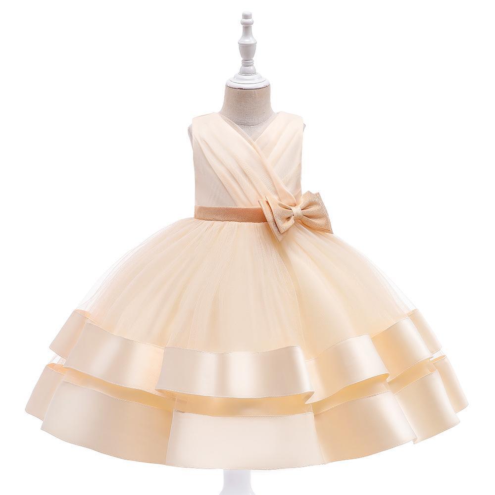 Vestido de niña de Amazon vestido de princesa de cumpleaños de estilo occidental vestido sin mangas Niña de las flores de los niños de la boda Vestido de gasa mullida