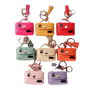 Creative Macaron Color Leather Mini l Bluetooth Headset Storage Bag Girl Heart Simple Coin Coin Purse Wholesale