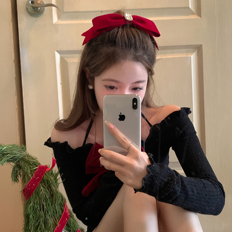 法式秋冬丝绒蝴蝶结发夹女网红后脑勺夹子优雅弹簧夹顶夹气质头饰|undefined