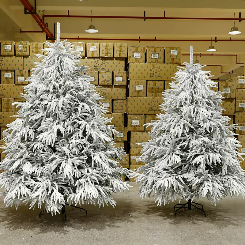 亚马逊大型纯PE积雪自动圣诞树 家用diy圣诞节装饰场景布置摆件
