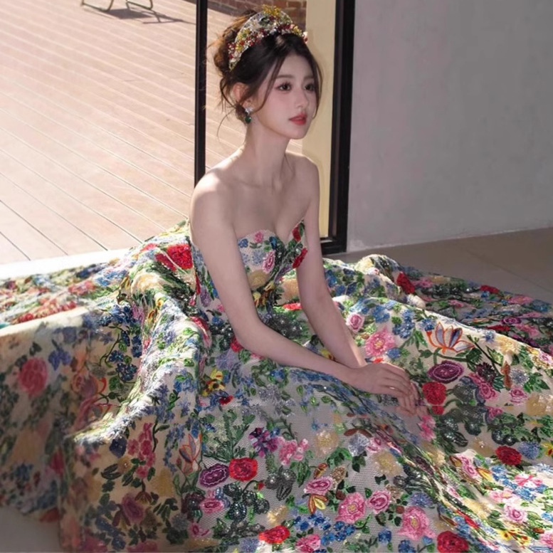 Heavy French-Style Runaway Princess Puffy Dress Adult Ceremony Birthday Gown High-End Light Luxury Niche Strapless Dress for Women