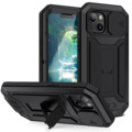 适用苹果15保护套iphone14promax手机壳Plus防摔金属外壳隐形支架