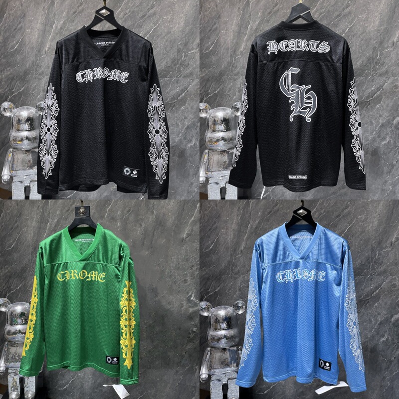 25Ss Autumn New Ch Limited Flower Arm Ice Hockey Suit Crown Sanskrit Letters Casual Loose Long Sleeve T-Shirt 25Ss Autumn New Ch Limited Flower Arm Ice Hockey Suit Crown Sanskrit Letters Casual Loose Long Sleeve T-Shirt