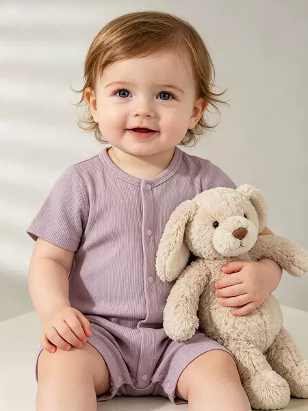 Baby Jumpsuit Summer Modal Thin Short-Sleeved 0-1 Year Old Newborn Romper for Boys and Girls