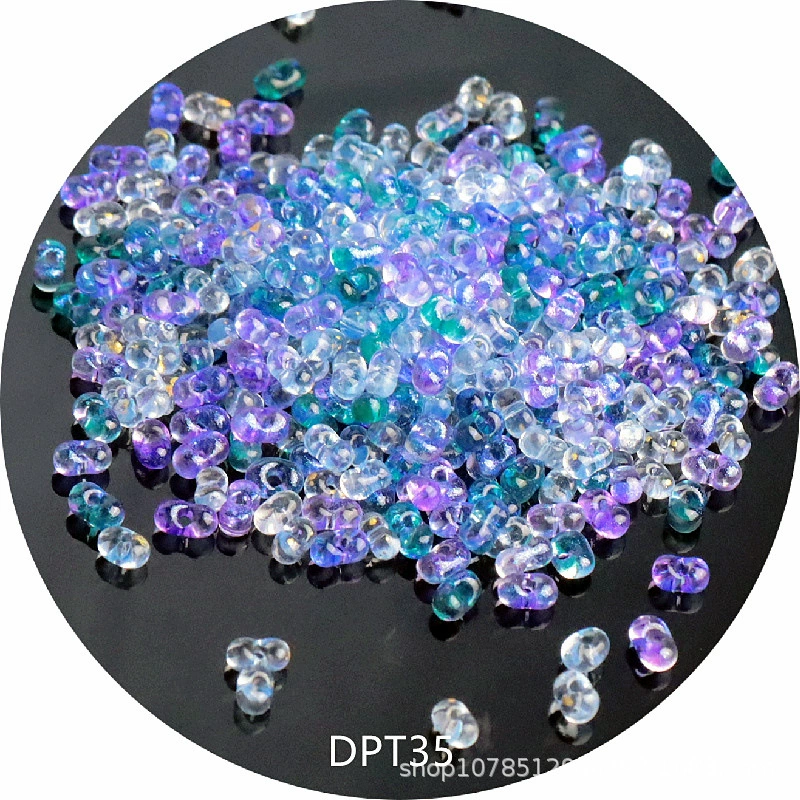 Glass transparent two-color accessory handmade, beads, 6mm, gradient