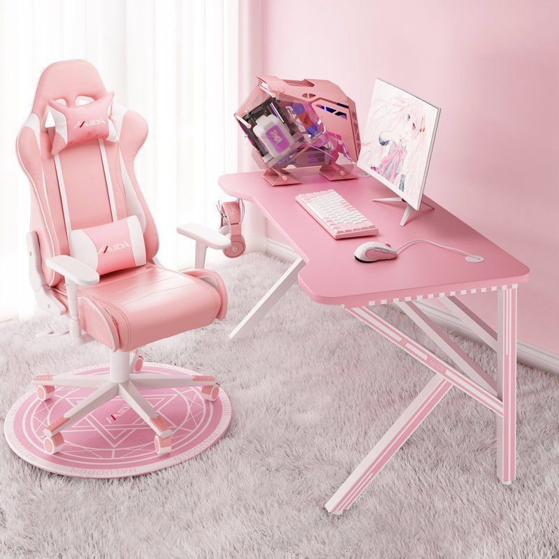 Pink Gaming Table Computer Desktop Table Game Home Live Broadcast Table Girls Bedroom Table and Chair Set Combination Desk