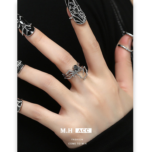 Original Metal Spider Ring for Women, Cool Style, Unique Design, Personality Fashion, European and American Style Open Ring for Index Finger