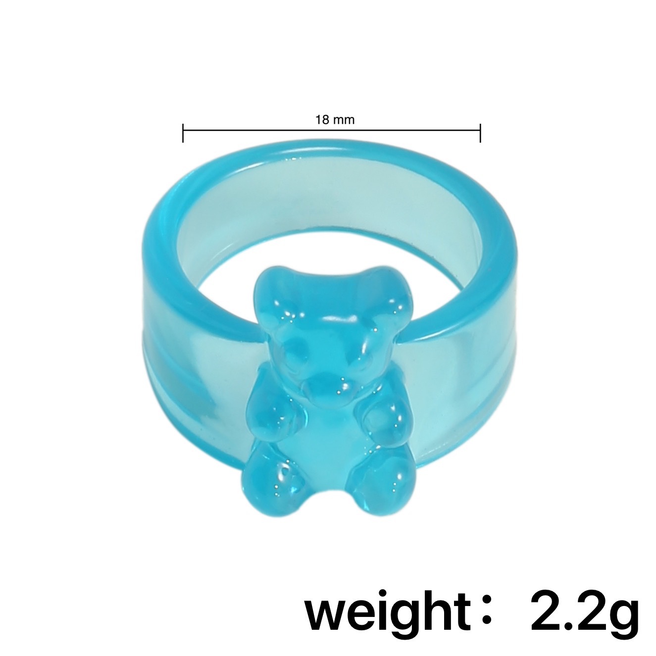 Korean Transparent Candy Color Bear Acrylic Wide Ring Wholesale display picture 2