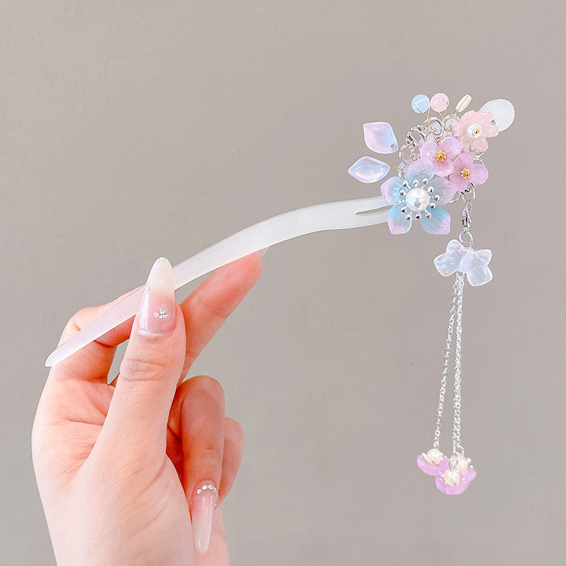 Lámpara Palacio emisor de luz horquilla borla de alto grado de las mujeres de estilo chino horquilla de pelo de estilo nacional updo pelo paso-sacudida chaleco falda