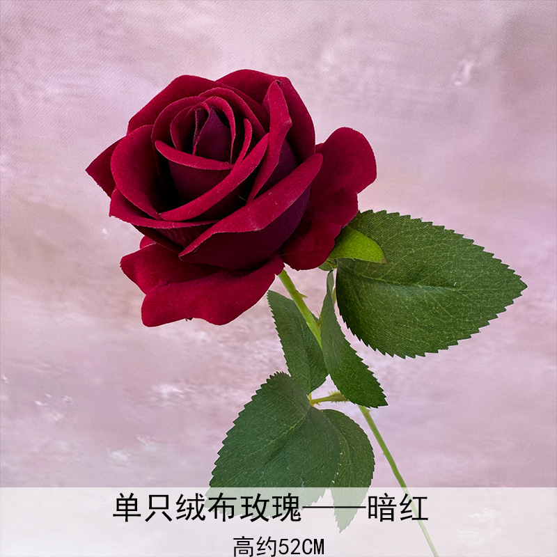 Artificial Rosa sola franela Rosa flor artificial boda decoración del hotel decoración del hogar arreglo de flores flor artificial Rose