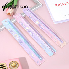 简约风透明立体三棱尺学生刻度尺20cm直尺彩色三菱尺子办公考试用