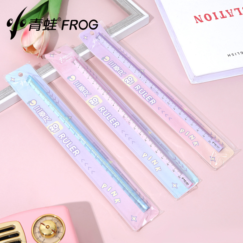 简约风透明立体三棱尺学生刻度尺20cm直尺彩色三菱尺子办公考试用
