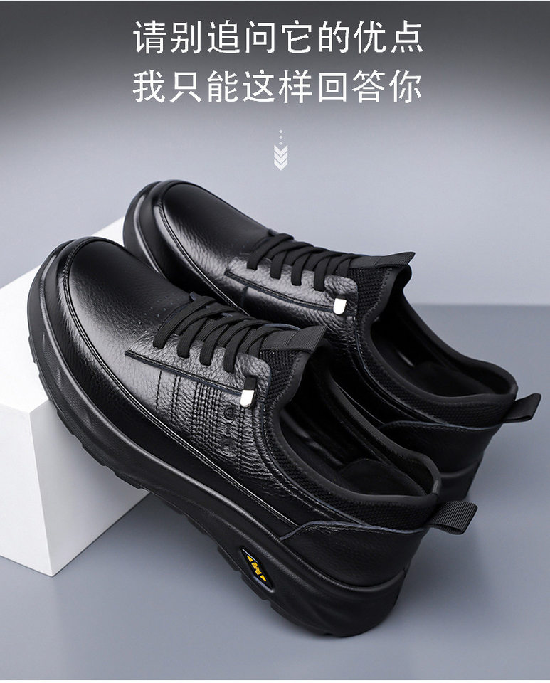 Giày lười nam da bò mũi tròn đế mềm chống trượt, giày da nam kiểu slip-on nhẹ thoáng khí — DT1805 Đen chi tiết 3