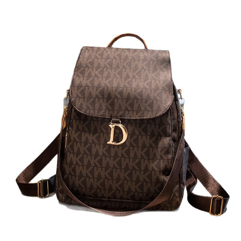 Nueva mochila transfronteriza de moda para mujer de gran capacidad Bolsa de viaje casual para mujer simple impresa Mochila De cuero suave