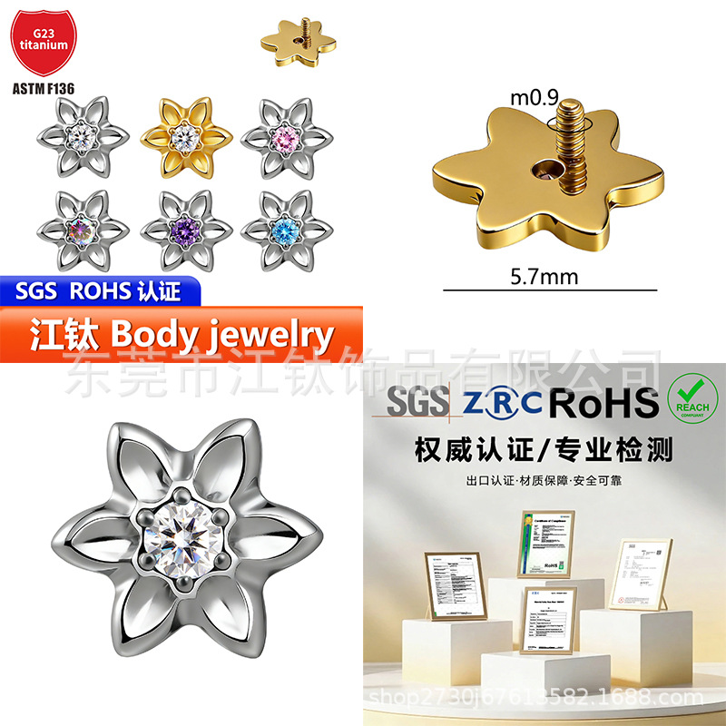 Pointed titanium steel lip stud product view