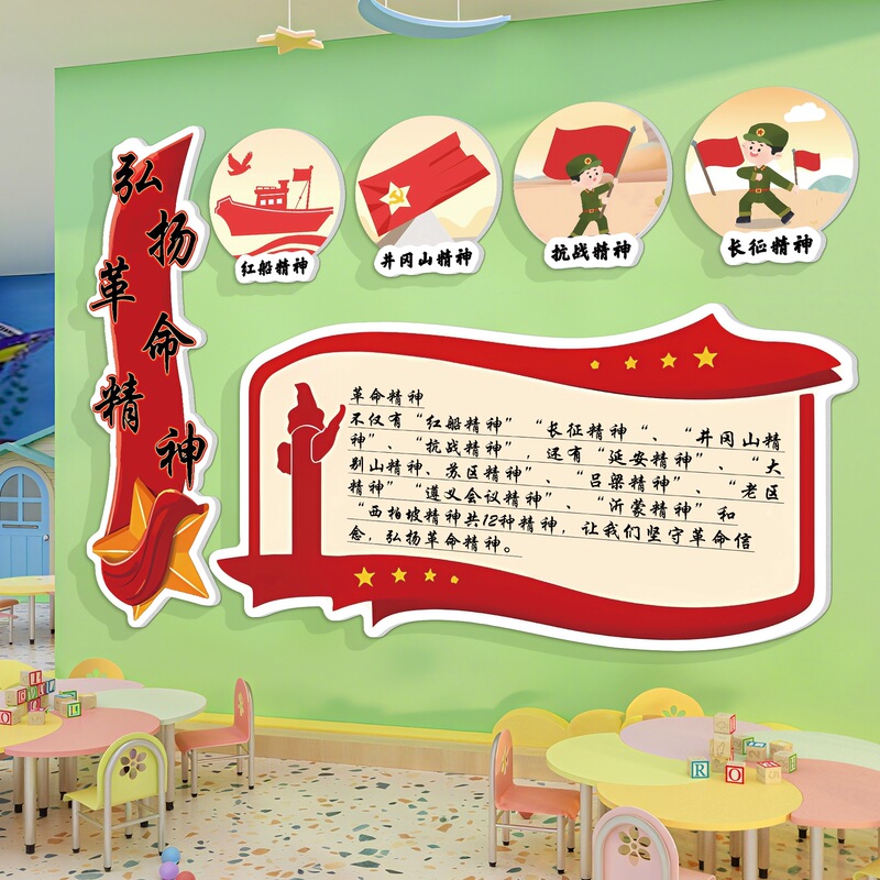 幼儿园环创国庆红色故事文化主题墙贴成品抗战英雄爱国教育黑板报|undefined