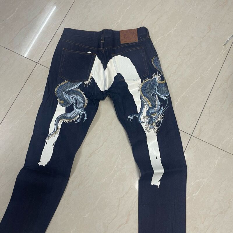 Trendy Quanlong Embroidered Jeans for Men 2025 New Japanese Style Loose Straight Casual Pants Trendy Quanlong Embroidered Jeans for Men 2025 New Japanese Style Loose Straight Casual Pants