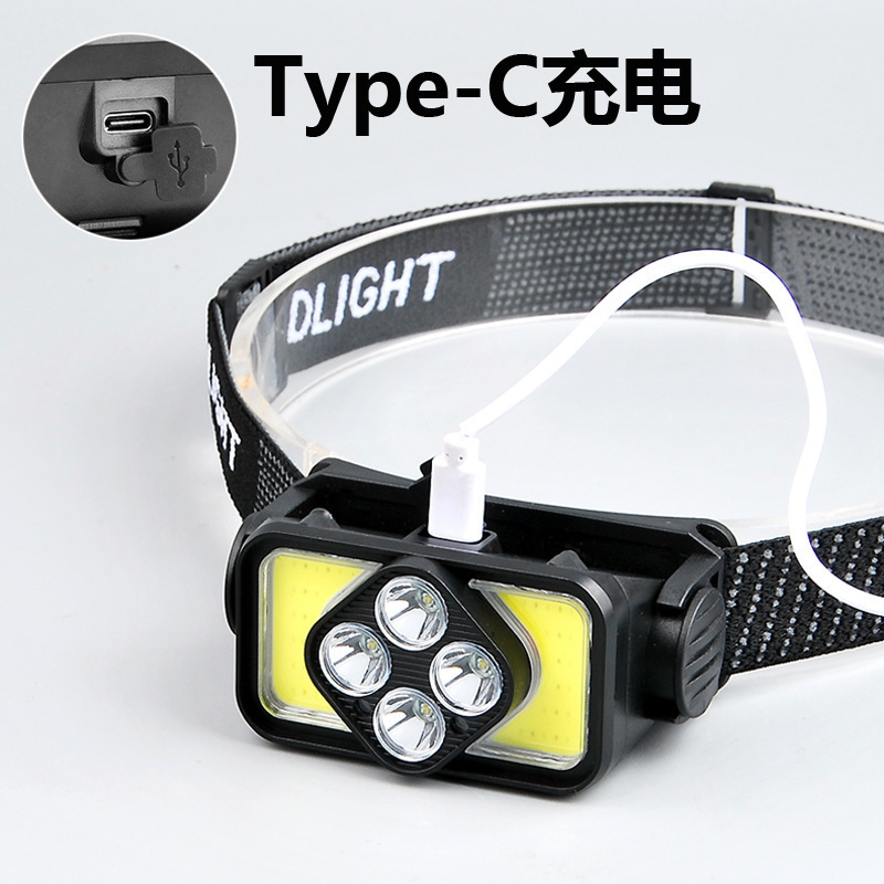 跨境多功能感应头灯强光长续航充电防水户外露营便携钓鱼头灯批发