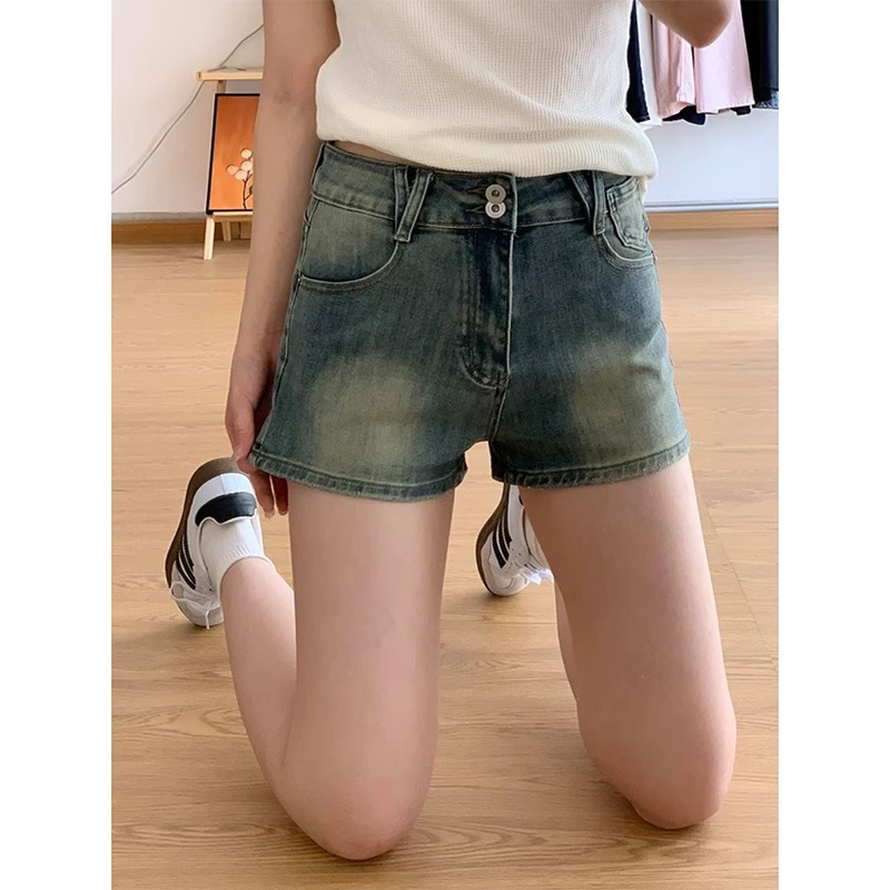 Short retro vaquero azul