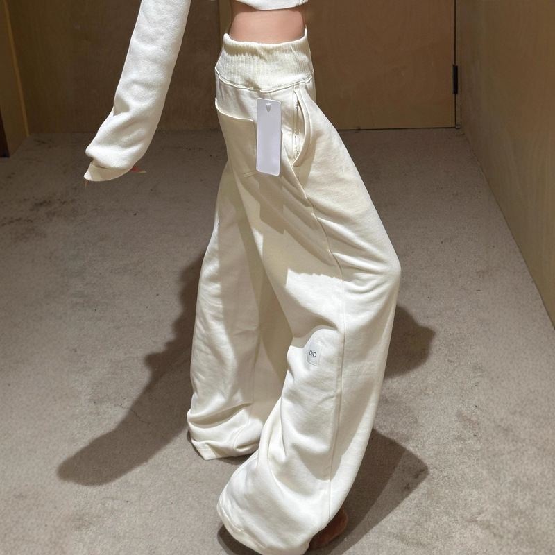 American-Style Lazy Sports Wide-Leg Sweatpants for Women, Autumn and Winter New High-Waisted Korean-Style Relaxed Loose Drape Floor-Length Pants American-Style Lazy Sports Wide-Leg Sweatpants for Women, Autumn and Winter New High-Waisted Korean-Style Relaxed Loose Drape Floor-Length Pants