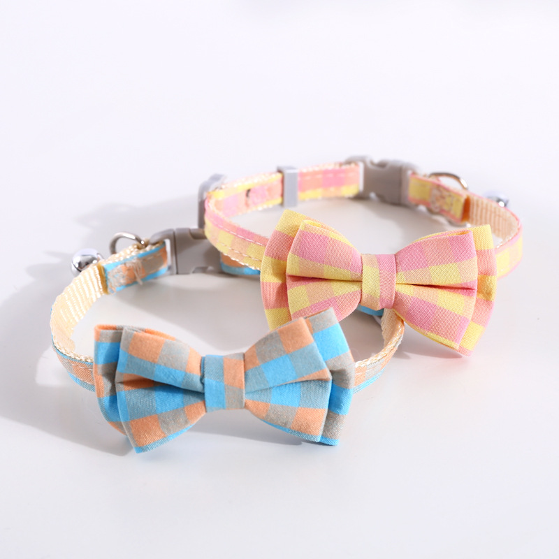 Pet fresco cuadrado británico doble collar de arco desmontable gatos perros corbata de campana ajustable