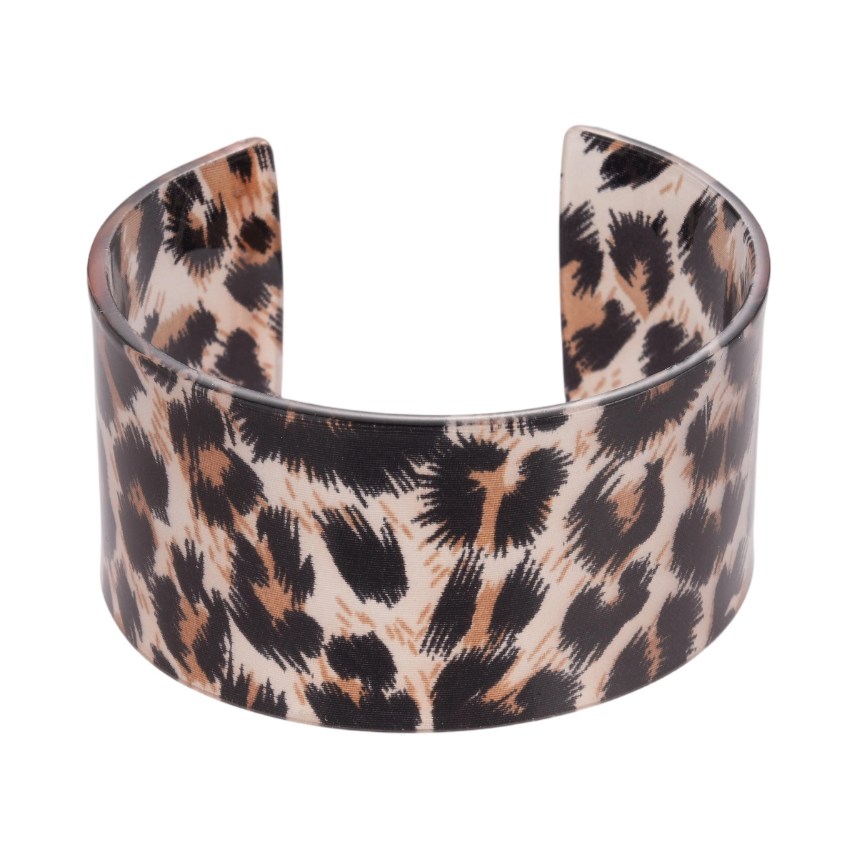 Europa y los Estados Unidos transfronterizos acrílico impresión de leopardo estampado geométrico brazalete de apertura retro nicho de alta calidad joyería