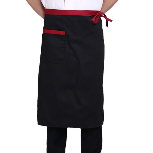 Chef apron men's half solid color black black and white stripes red black edge pattern knife and fork black and white grid