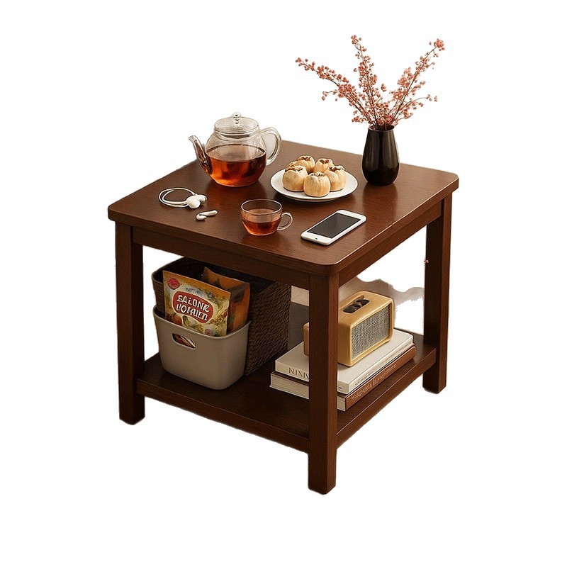 Ángulo sofá lado varios estantes sala de estar pequeña mesa cuadrada pierna de madera sólida pequeña mesa de té casera gabinete lateral simple mesa de cabezal de cama