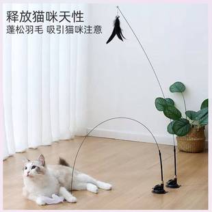 Cat toy cat stick long rod durable self-simulation cat rod bell feather replacement head laser new molars wholesale