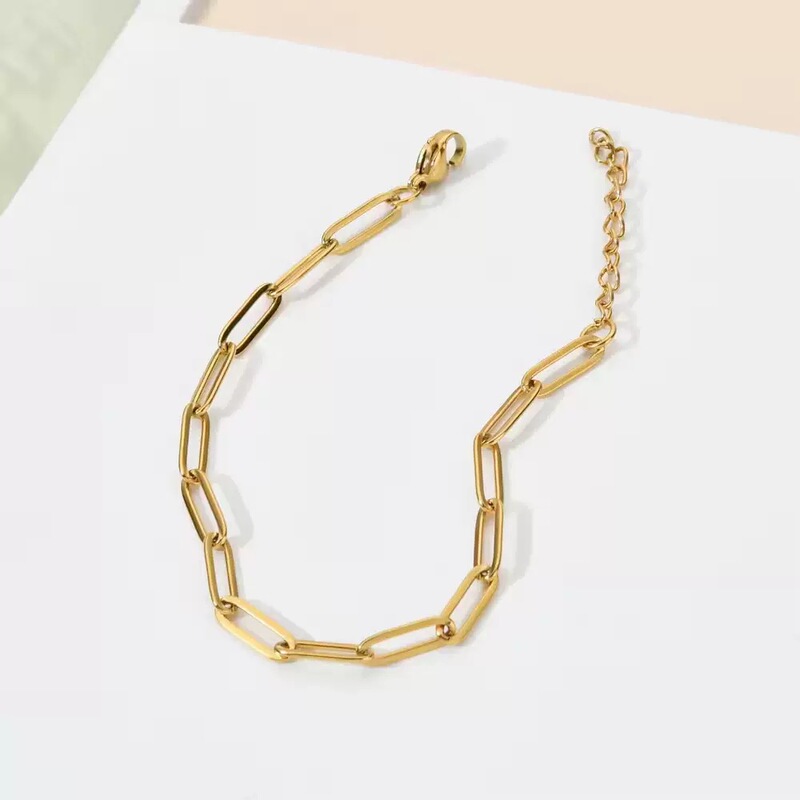 Cross-Border Popular Cross-Chain Bracelet, Personalized and Fashionable Cuban Paper Clip, European and American Style Popular Versatile Retro Hand Jewelry