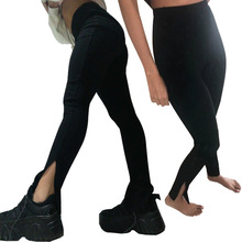 女装欧美2025外贸本店新款时尚运动开叉瑜伽裤紧身型都市休闲裤子