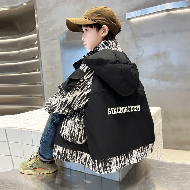 儿童装男童春装冲锋衣外套2025新款春秋款中大童春季帅气男孩休闲|undefined