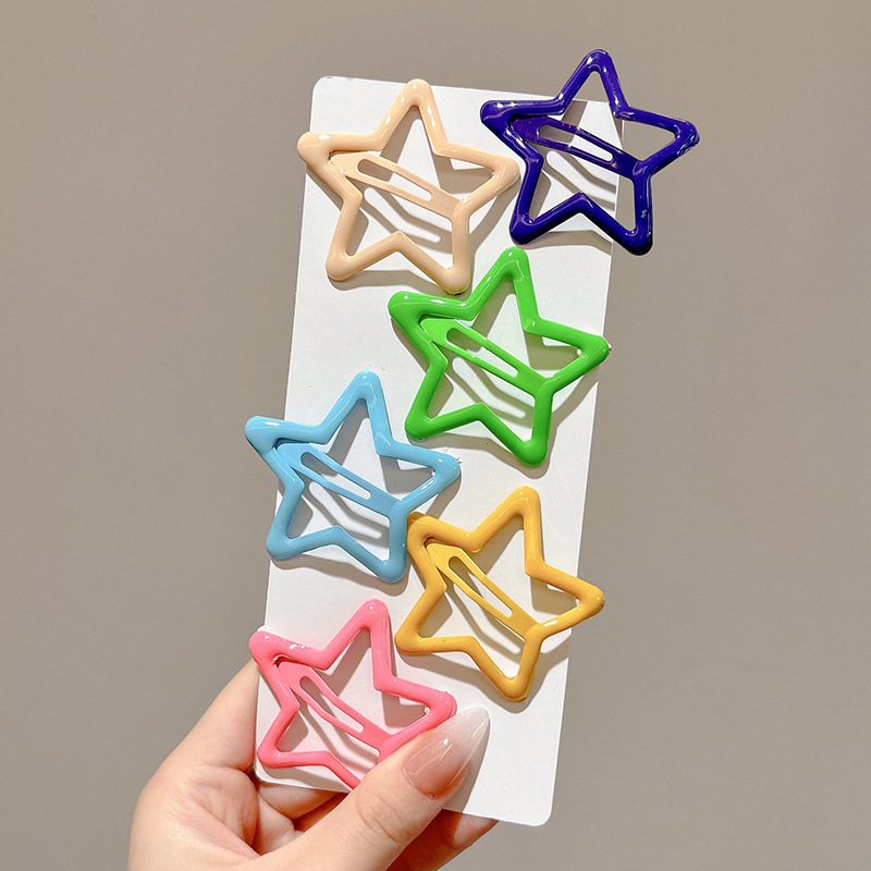 Nuevo clip de BB dopamina de color estrella de pentaco pequeño clip de cabello para niños tocado para niños lindos bordes laterales clip de cabello